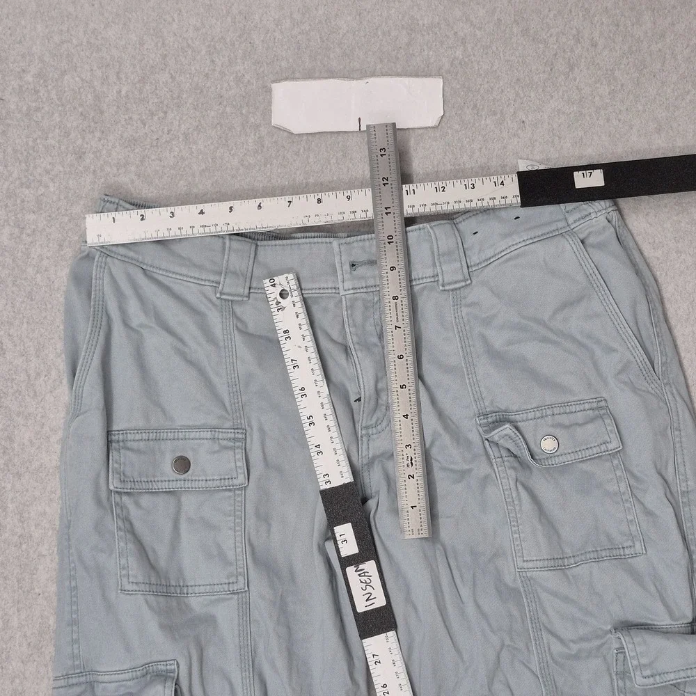 Hollister Women Pants 16R Light Blue Cargo Low-Rise Baggy Button